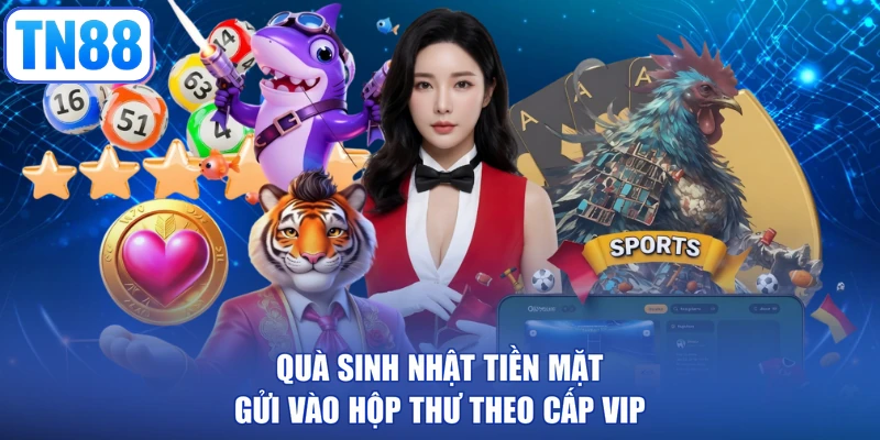 Quà sinh nhật tiền mặt gửi vào hộp thư theo cấp VIP
